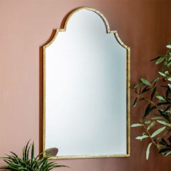 Modern Arched Gold Metal Large Wall Mirror 80cm