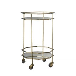 Octagon Mirrored Glass and Gold Metal Art Deco Drinks Trolley