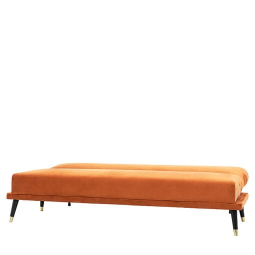 Orange Fabric 3 Seater Convertible Sofa Bed With Gold And Black Legs