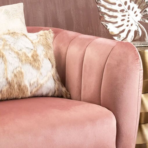 Pink Velvet and Gold Metal Tub Accent Chair Armchair