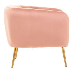 Pink Velvet and Gold Metal Tub Accent Chair Armchair