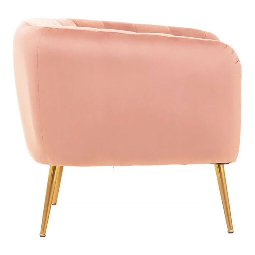 Pink Velvet and Gold Metal Tub Accent Chair Armchair