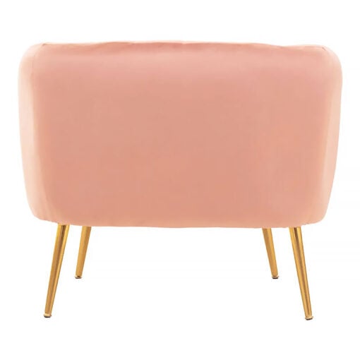 Pink Velvet and Gold Metal Tub Accent Chair Armchair