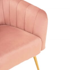 Pink Velvet and Gold Metal Tub Accent Chair Armchair