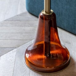 Retro Art Deco Orange Glass And White Marble Side Table With Gold Base