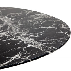 Round Black Marble Effect Glass And Gold 4 Seater Bistro Dining Table