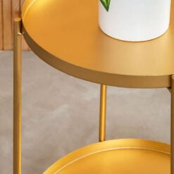 Round Gold Metal 2 Tier Tray Side Table End Table