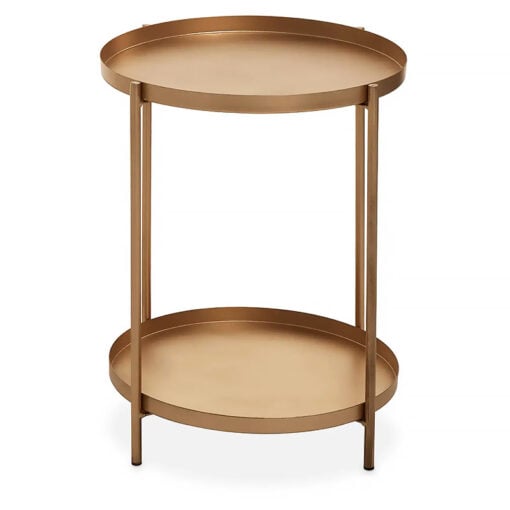 Round Gold Metal 2 Tier Tray Side Table End Table