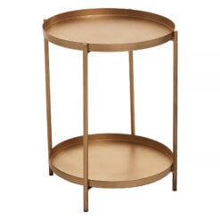 Round Gold Metal 2 Tier Tray Side Table End Table