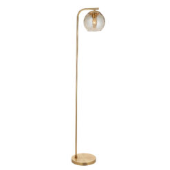 Satin Gold Metal And Glass Floor Lamp 150cm