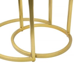 Set Of 2 Nesting Gold Metal And Clear Glass Side Table End Tables