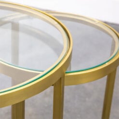 Set Of 2 Nesting Gold Metal And Clear Glass Side Table End Tables