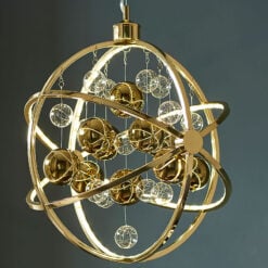 Atom Spherical Glass And Gold Metal 3 Light Ceiling Pendant Chandelier 48cm