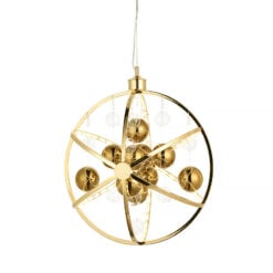 Spherical Glass And Gold Metal 3 Light Ceiling Pendant Chandelier 48cm