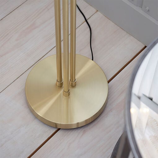 Textured Glass And Gold Brushed Brass 3 Light Floor Lamp 162cm