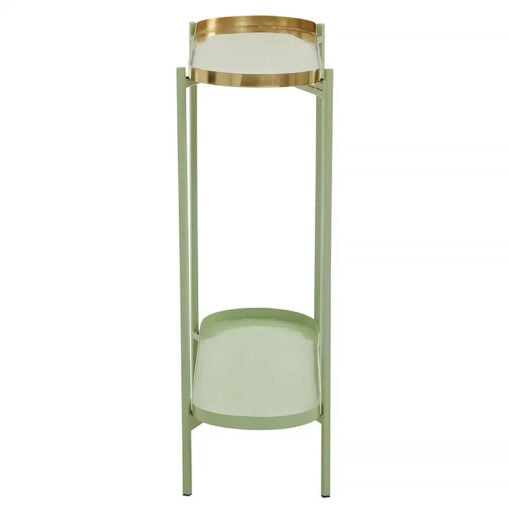 Tia Boho 2 Tier Green And Gold Metal Tray Slim Console Hallway Table