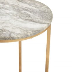 White Marble And Gold Metal Round Side Table End Table