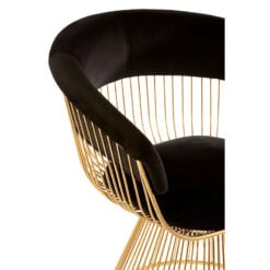 Zuri Art Deco Matte Gold Metal And Black Velvet Armchair Accent Dining Chair