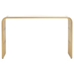 Zuri Art Deco Matte Gold Metal And Clear Glass Console Hallway Table