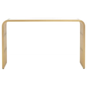 Zuri Art Deco Matte Gold Metal And Clear Glass Console Hallway Table ...