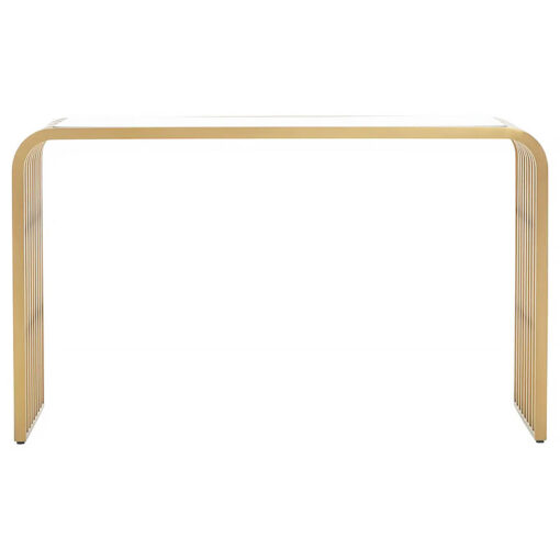 Zuri Art Deco Matte Gold Metal And Clear Glass Console Hallway Table