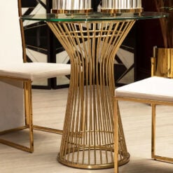 Zuri Art Deco Matte Gold Metal And Clear Glass Wire Bistro Dining Table
