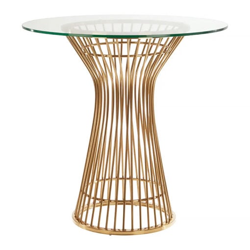 Zuri Art Deco Matte Gold Metal And Clear Glass Wire Bistro Dining Table