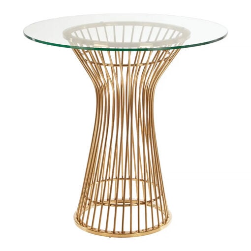 Zuri Art Deco Matte Gold Metal And Clear Glass Wire Bistro Dining Table