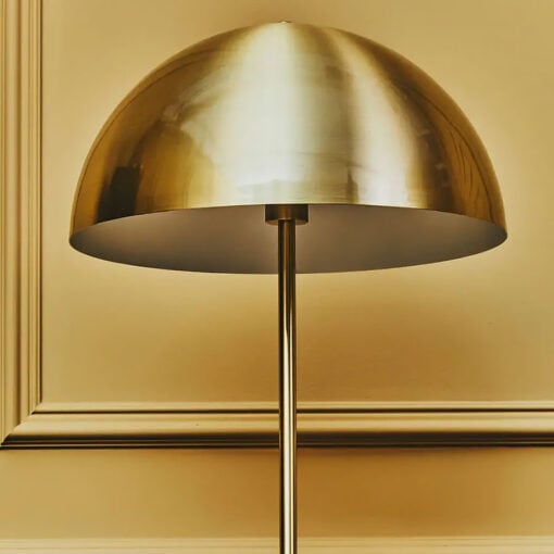 Art Deco Black Marble And Gold Brass Metal Dome Shade Floor Lamp 149cm