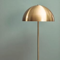 Art Deco Black Marble And Gold Brass Metal Dome Shade Floor Lamp 149cm