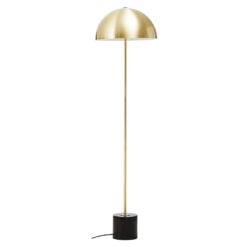 Art Deco Black Marble And Gold Brass Metal Dome Shade Floor Lamp 149cm