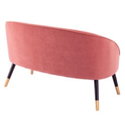 Art Deco Blush Pink 2 Seater Curved Sofa With Gold And Black Metal Legs