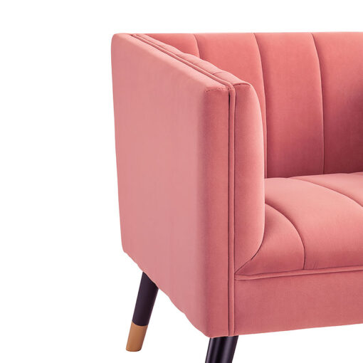 Art Deco Blush Pink 2 Seater Sofa With Gold And Black Metal Legs