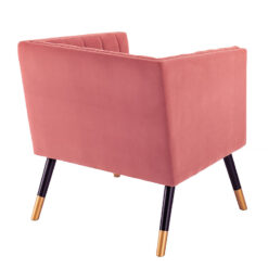 Art Deco Blush Pink Tub Accent Armchair With Gold And Black Metal Legs