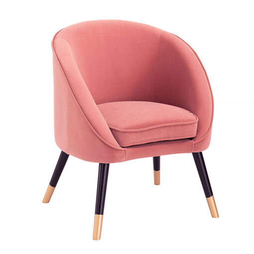 Art Deco Blush Pink Tub Armchair Accent Chair With Gold And Black Legs