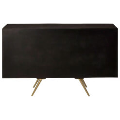 Art Deco Boho Dark Brown Mango Wood And Gold Brass Metal Sideboard