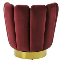 Art Deco Boho Shell Scalloped Red Velvet And Gold Metal Armchair Cocktail Accent Chair