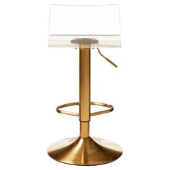 Art Deco Clear Acrylic Plastic And Gold Metal Bar Stool