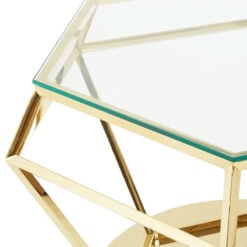 Art Deco Clear Glass And Gold Metal Diamond Coffee Table Side Table 80cm