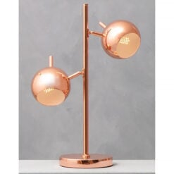 Art Deco Copper Rose Gold Metal Table Desk Lamp 50cm With Two Lights
