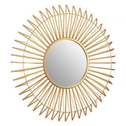 Art Deco Extra Large Round Gold Metal Sunburst Wall Mirror 107cm