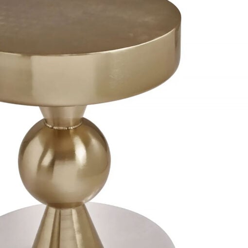 Art Deco Gold Metal And Ivory White Finish Metal Side Table End Table