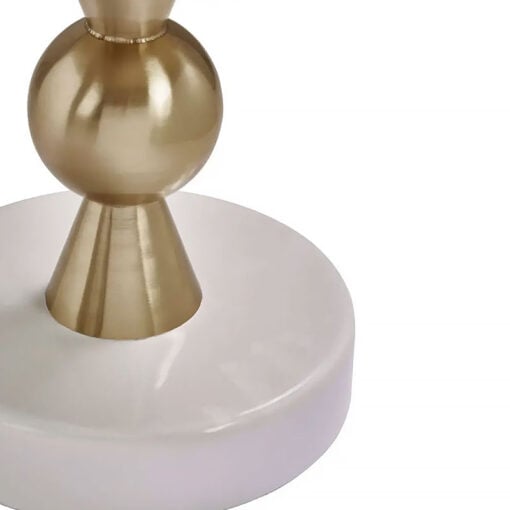 Art Deco Gold Metal And Ivory White Finish Metal Side Table End Table