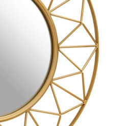 Art Deco Large Round Gold Metal Geometric 3D Sun Wall Mirror 71cm