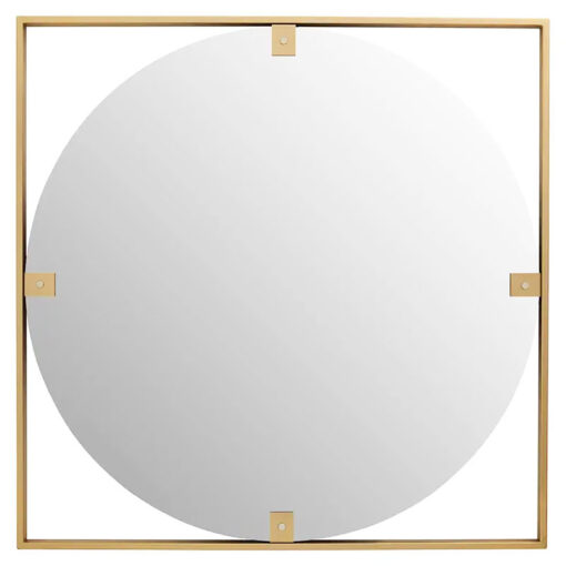 Art Deco Large Square Gold Metal Geometric Wall Mirror 71cm