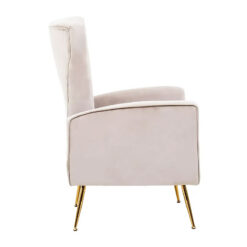 Art Deco Mink Velvet High Back Accent Chair Armchair With Gold Metal Legs