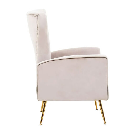 Art Deco Mink Velvet High Back Accent Chair Armchair With Gold Metal Legs