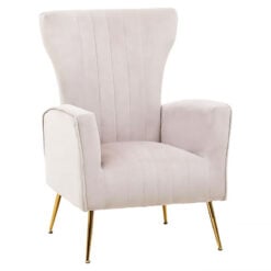 Art Deco Mink Velvet High Back Accent Chair Armchair With Gold Metal Legs