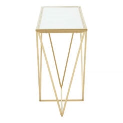 Art Deco Mirrored Glass And Gold Metal Console Table Hallway Table