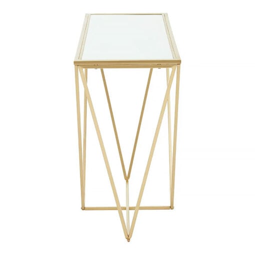 Art Deco Mirrored Glass And Gold Metal Console Table Hallway Table